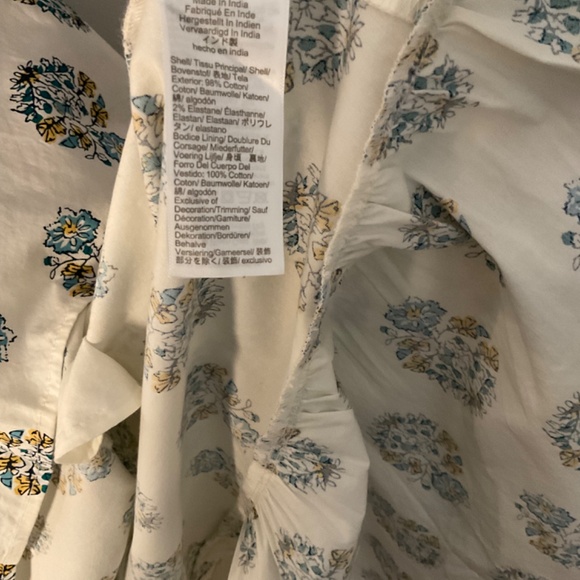 NWT J.Crew Factory V-neck ruffle midi dress Ivory Antique Navy SZ 14 - Picture 7 of 7